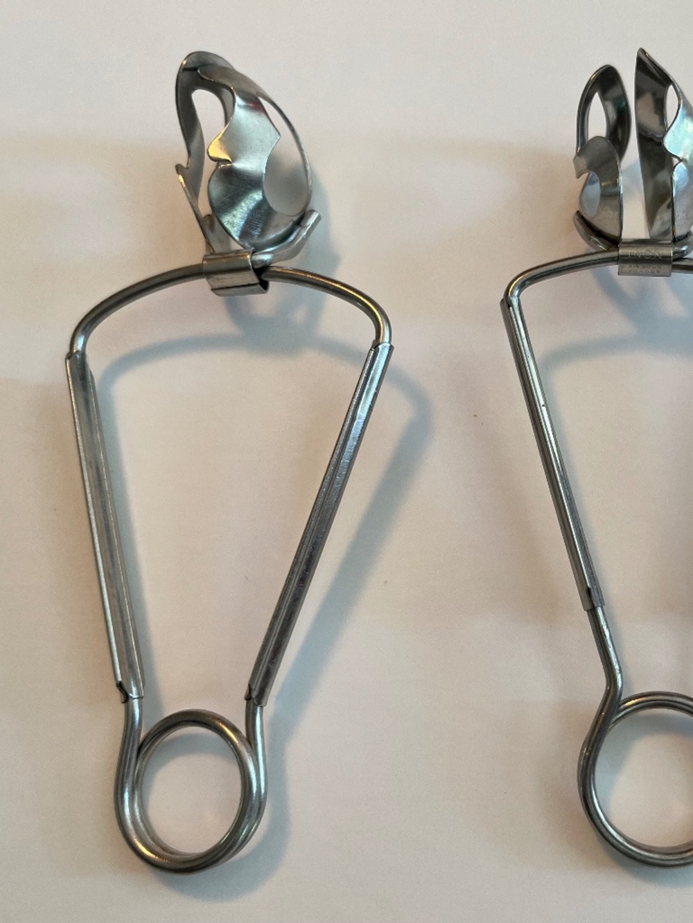 Vintage French INOX Escargot Tongs Set of 2 Bté SGDG France Stainless Steel